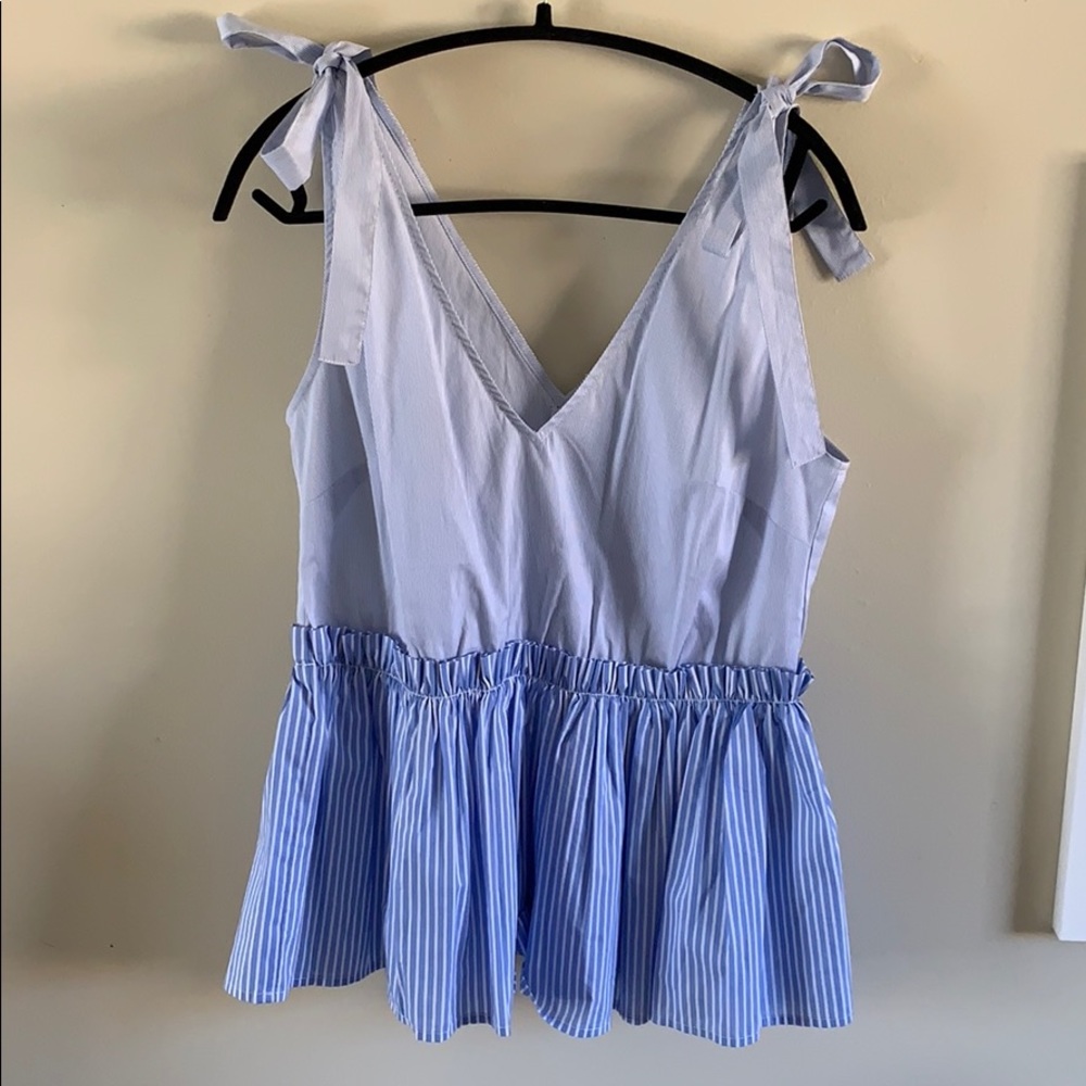 Treasure & Bond Mix Stripe Peplum Top